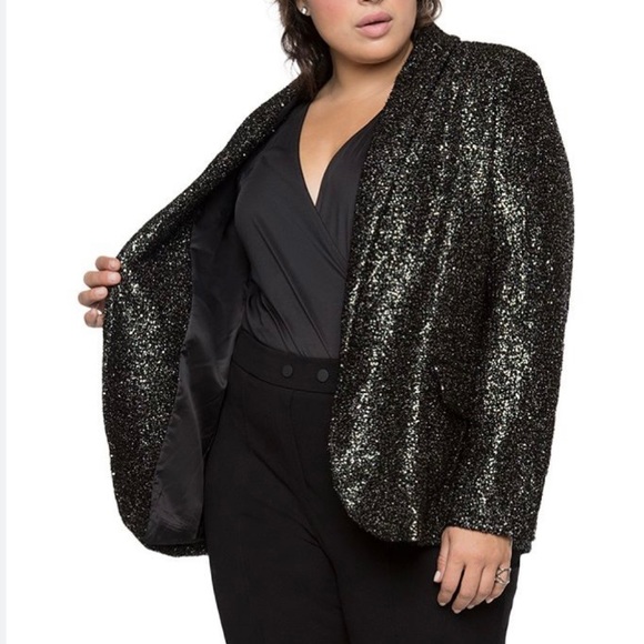 Black Tape_ Jackets & Blazers - Black & Gold Sequined Blazer Jacket
